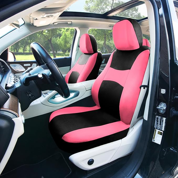 Universal Fabric Seat Covers — Full Set — Pink