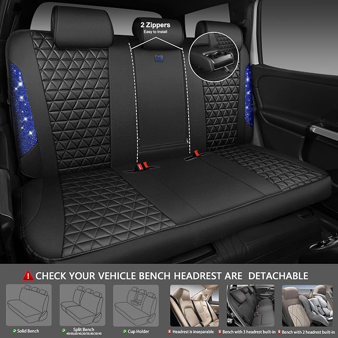Universal Seat Covers — Full Set — Black / Blue