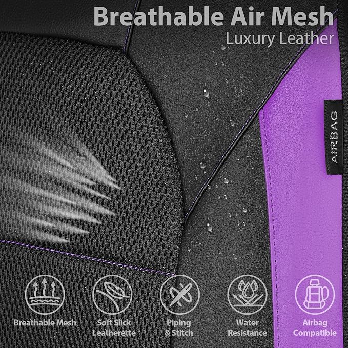 Universal Seat Covers — Full Set — Black / Purple