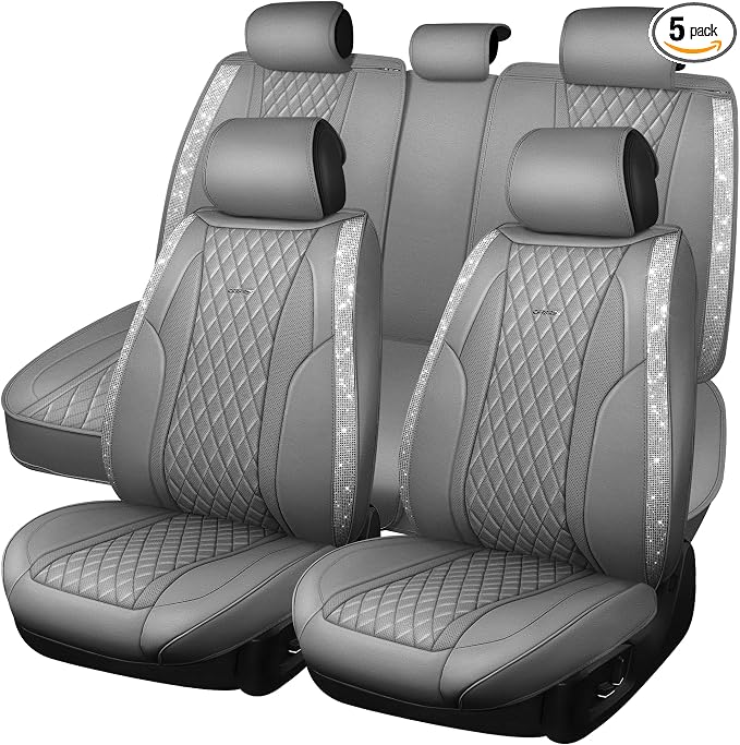 Universal Faux Leather Seat Covers — Full Set — Gray