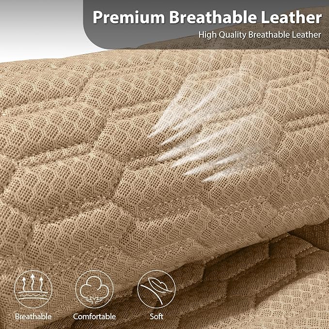 Universal Faux Leather Seat Covers — Full Set — Tan / Beige