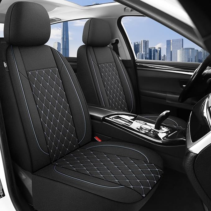 Fabric Car Seat Covers — Full Set — Black / Gray