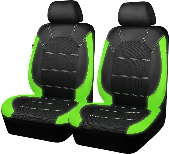 Universal Fabric Seat Covers — Front Seat — Black / Green
