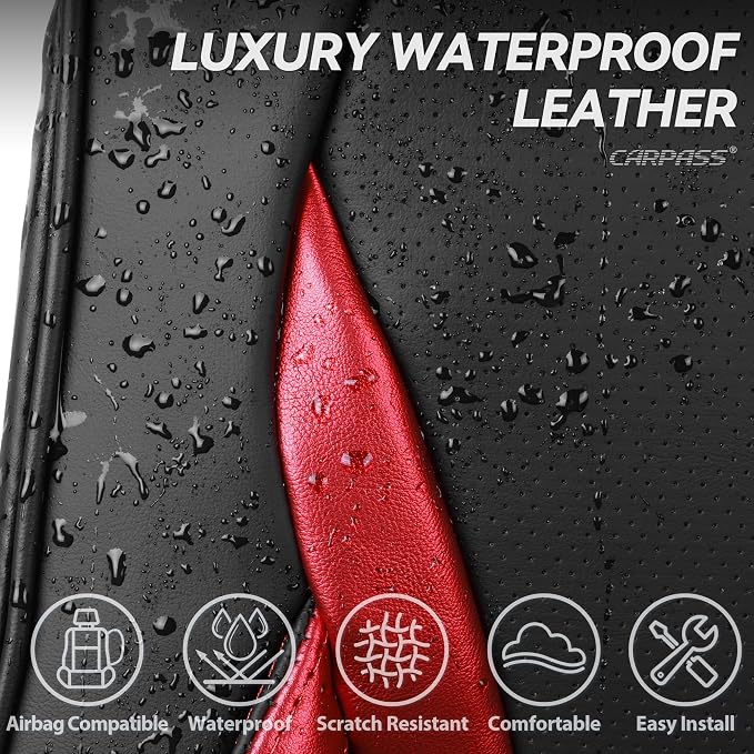 Universal Seat Covers — Full Set — Black / Red