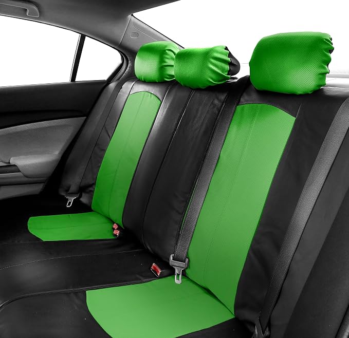 Universal Faux Leather Seat Covers — Full Set — Green / Black / Tan