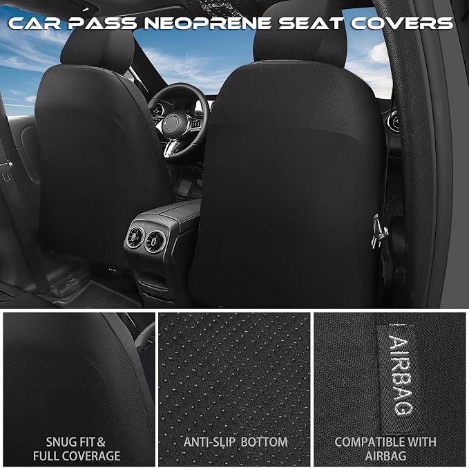 Universal Neoprene Seat Covers — Front Seat — Black