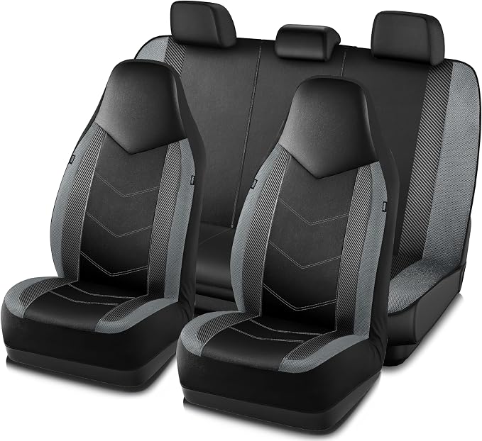 Universal Fabric Seat Covers — Full Set — Black / Gray