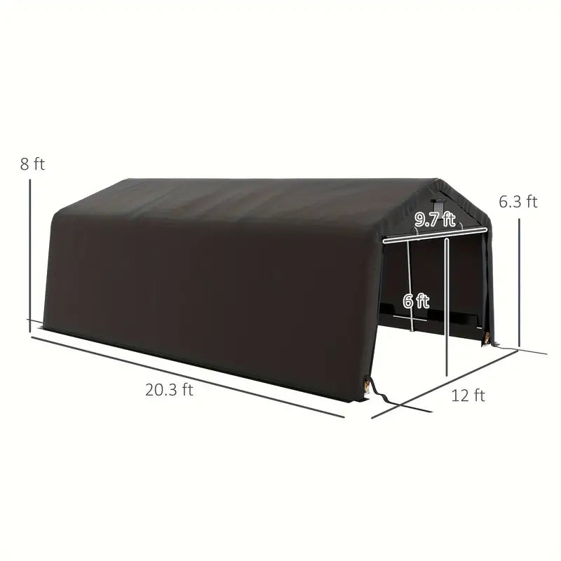 Outsunny 12' X 20' Heavy Duty Carport, Portable Garage Canopy Tent With 2 Ventilation Windows And Large Door