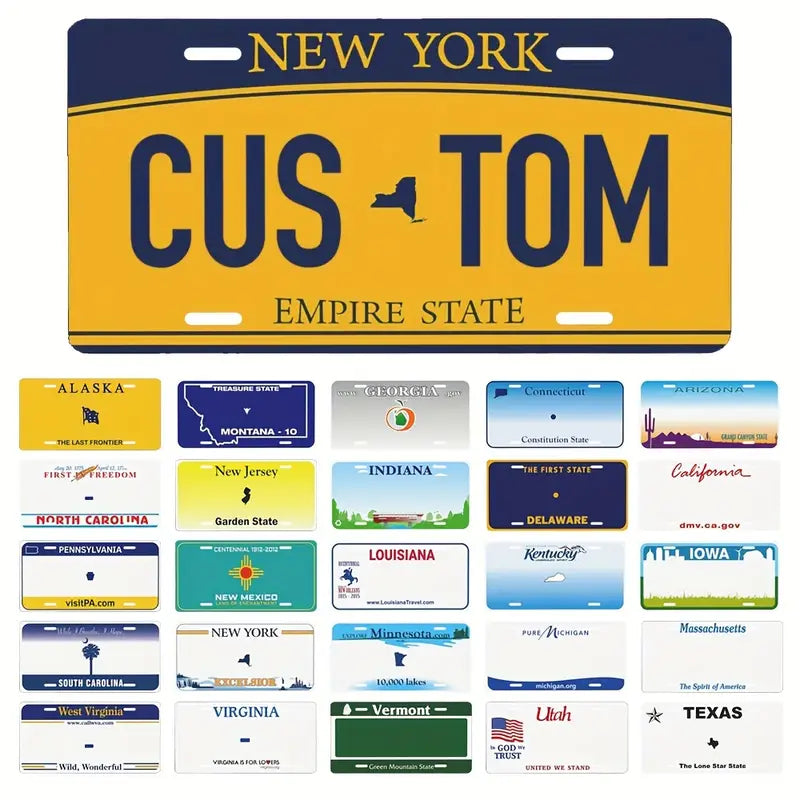 Vintage-Style Aluminum License Plate - Customizable Metal Car Tag Perfect for Front or Rear Display, 6x12 Inches