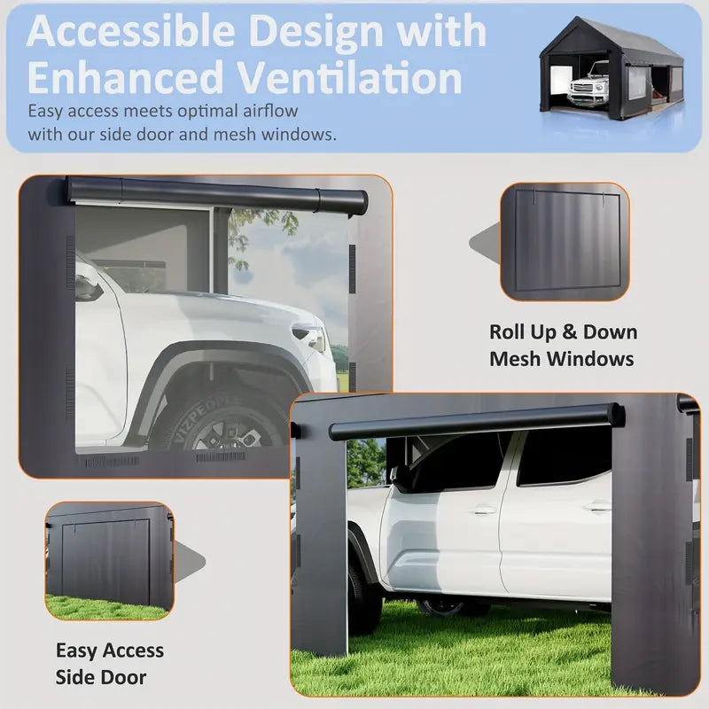 12'x20' Heavy-Duty Carport, Waterproof UV-Resistant Portable Garage Canopy