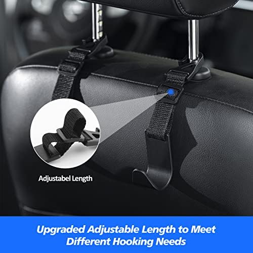 4-Pack Universal Car Headrest Hooks - Adjustable Seat Back Hanger for Bags & Purses B09WRTTRMQ-1-1766502117447