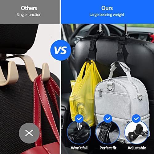 4-Pack Universal Car Headrest Hooks - Adjustable Seat Back Hanger for Bags & Purses B09WRTTRMQ-3-1766502117447