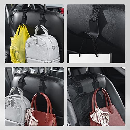 4-Pack Universal Car Headrest Hooks - Adjustable Seat Back Hanger for Bags & Purses B09WRTTRMQ-4-1766502117447