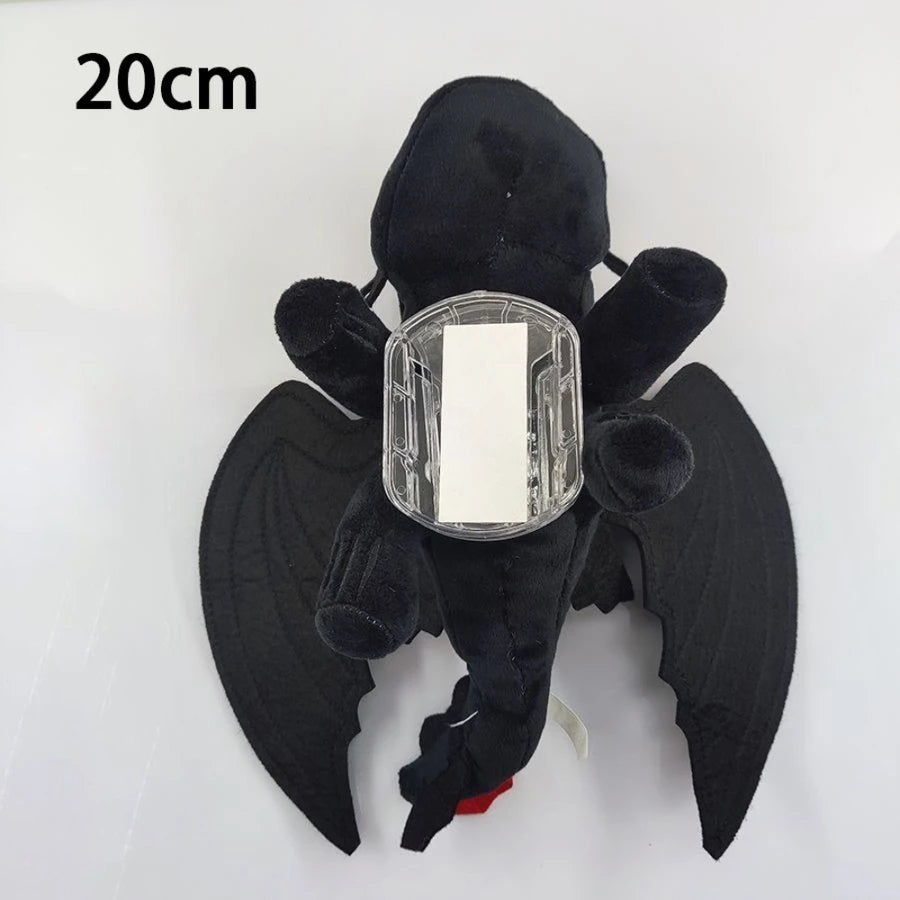 Black plush toy with wings on a white background, labeled '20cm'.