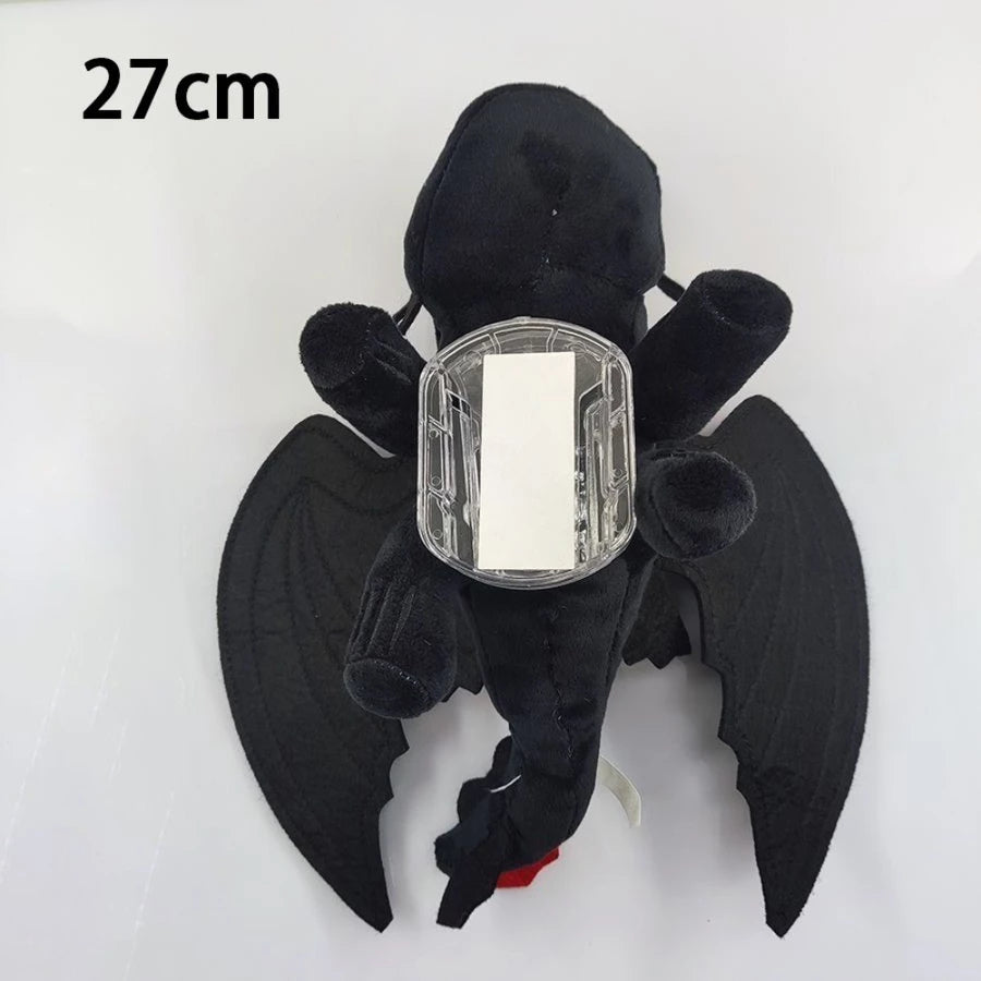Black plush toy with wings on a white background, labeled '27cm'.