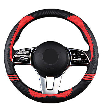 Carbon Fiber PU Leather Steering Wheel Cover Anti-Slip Universal Fit 14.5–15 011-Romantic Red Detail_07_1