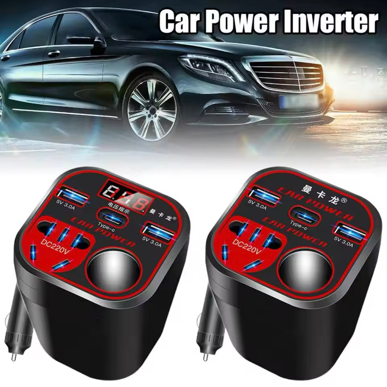 200W 12V 24V To 220V Car Power Inverter LED