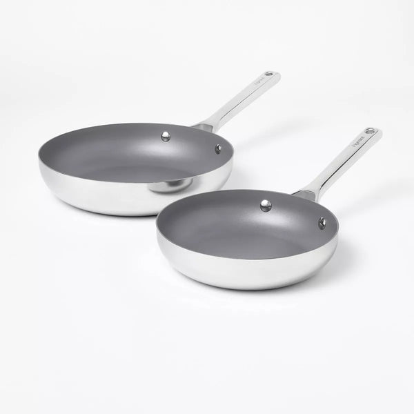 2pc Stainless Steel Ceramic Coated Nonstick