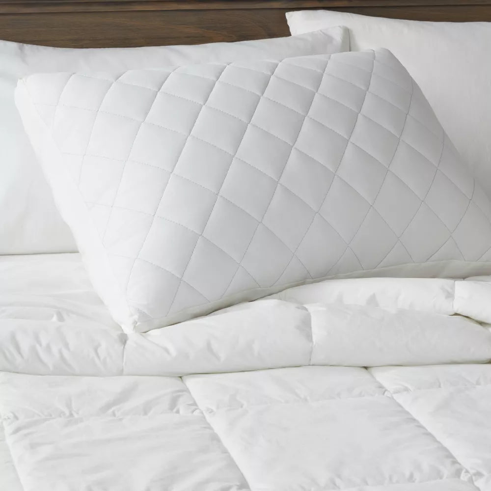 Set of 2 Cooling Gel Fiber Bed Pillows With 100% Cotton Cover - Becky Cameron, White, King