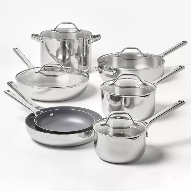 2pc Stainless Steel Ceramic Coated Nonstick