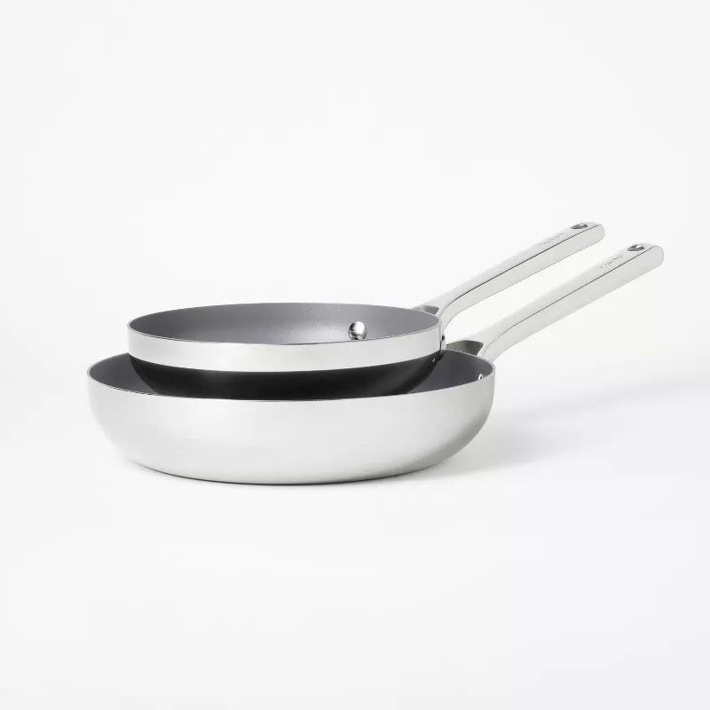 2pc Stainless Steel Ceramic Coated Nonstick