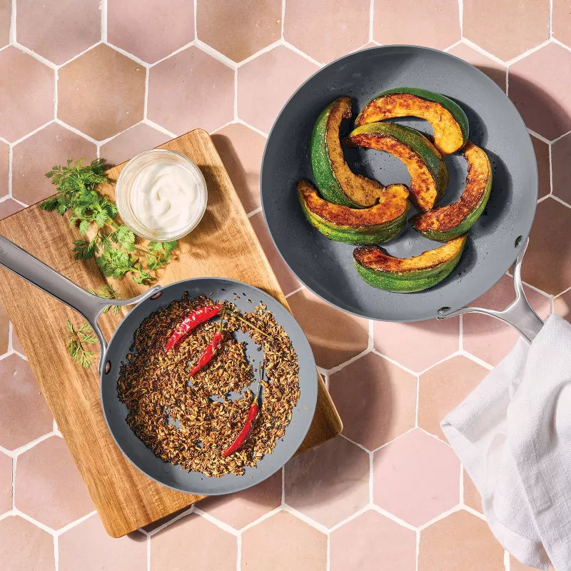 2pc Stainless Steel Ceramic Coated Nonstick