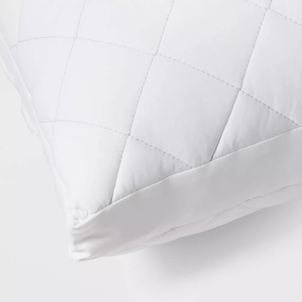 Set of 2 Cooling Gel Fiber Bed Pillows With 100% Cotton Cover - Becky Cameron, White, King