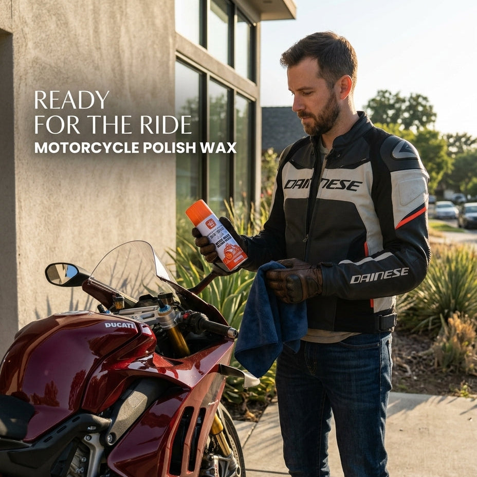 Premium Motorcycle Polish Wax Spray (300ml) - Quick Detailer to Restore Shine, Remove Dirt & Protect Paint