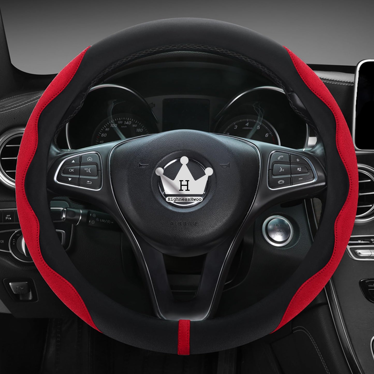 Luxury Suede & Leather Steering Wheel Cover - Ultra-Thin Anti-Slip Grip (Universal Fit 14.5" - 15") Main_01_082d809a-0d1d-4206-9a63-65fb02f02d44