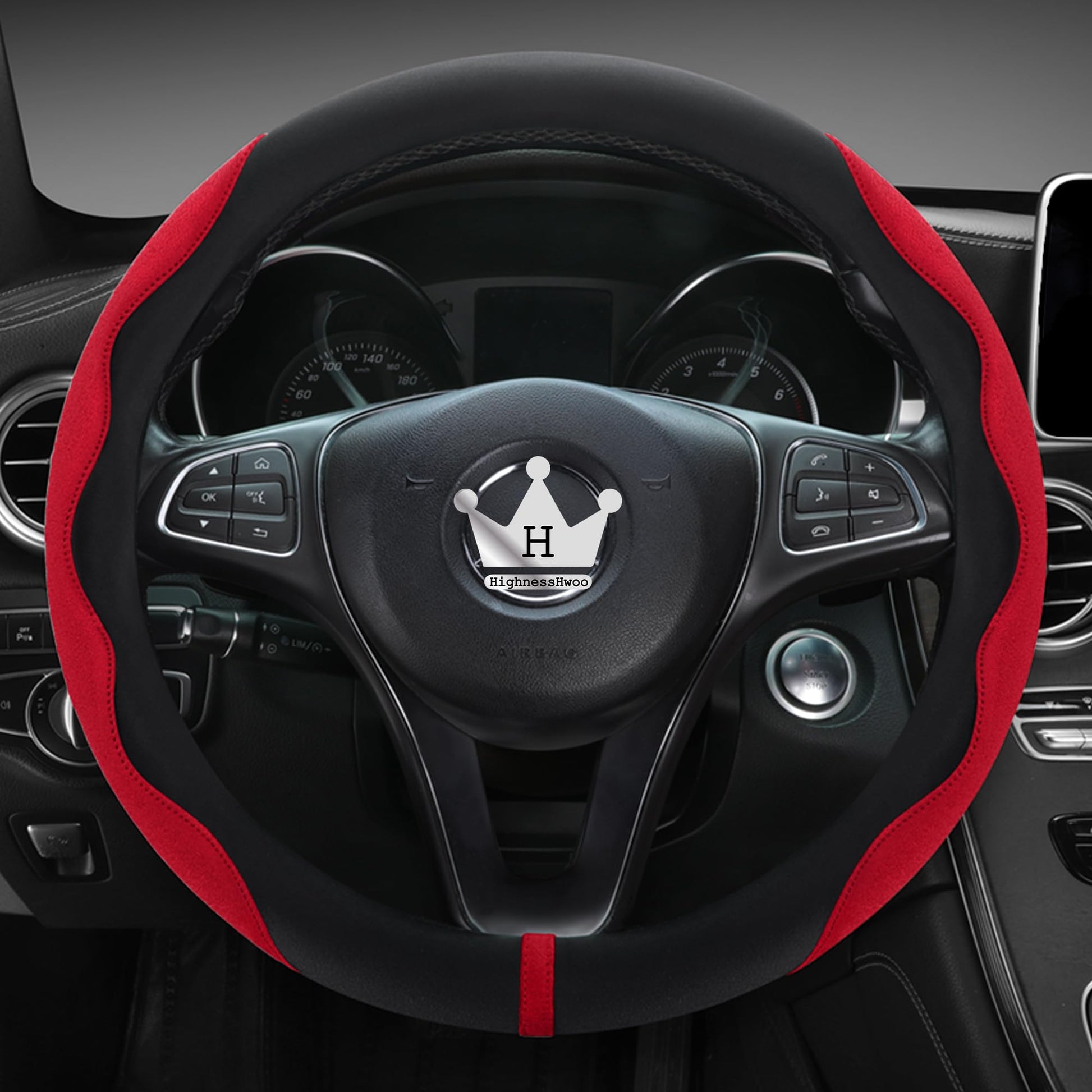 Luxury Suede & Leather Steering Wheel Cover - Ultra-Thin Anti-Slip Grip (Universal Fit 14.5" - 15") Main_01_082d809a-0d1d-4206-9a63-65fb02f02d44