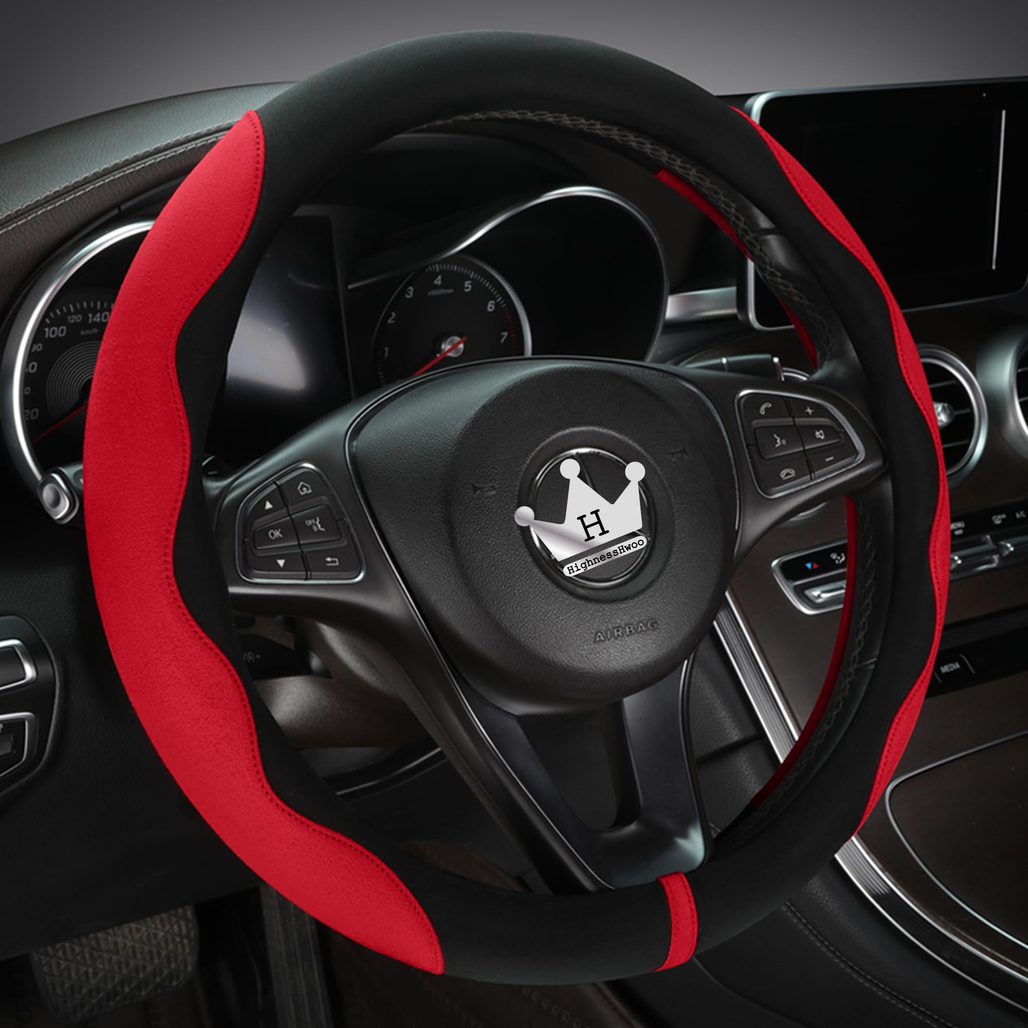 Luxury Suede & Leather Steering Wheel Cover - Ultra-Thin Anti-Slip Grip (Universal Fit 14.5" - 15") Main_02_5ef83c3a-c1bc-46fb-9dd5-24ae59b515f7