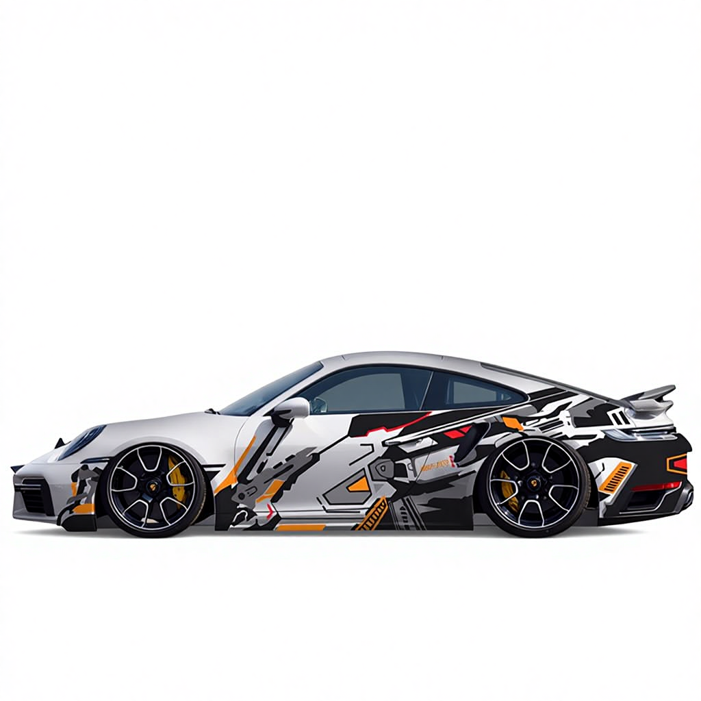 Modern sports car with a unique design on a white background