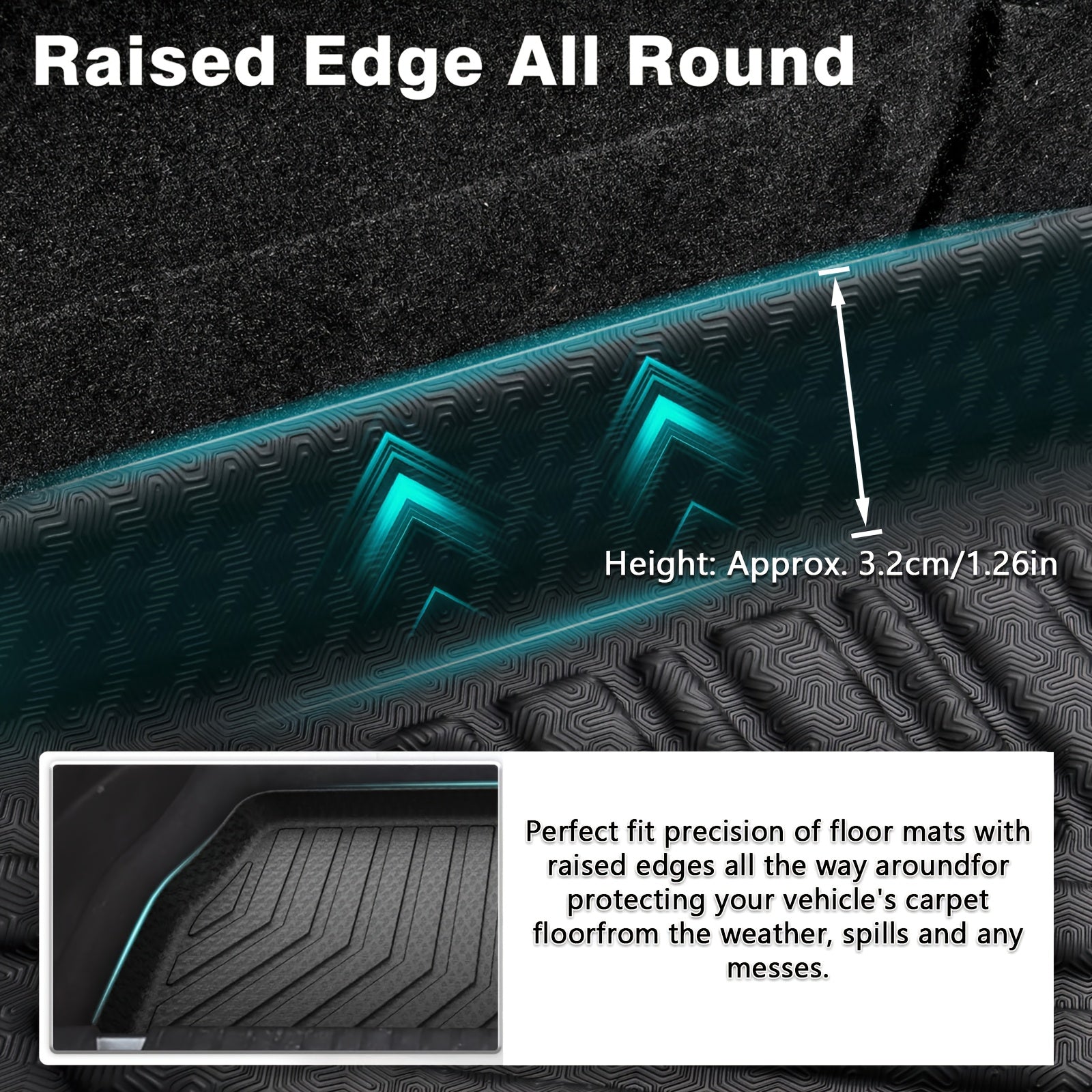 Ford Ranger 2019–2023 3D Laser-Fit All-Weather TPE Floor Mats (SuperCrew)