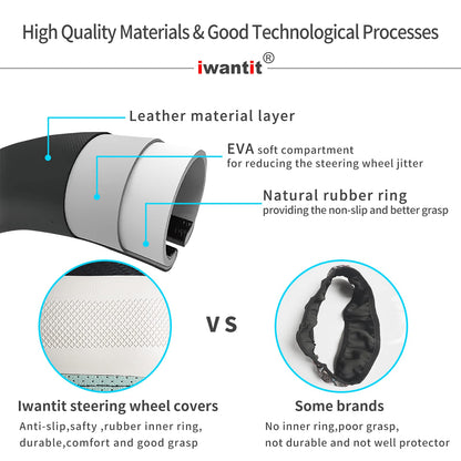 Carbon Fiber PU Leather Steering Wheel Cover Anti-Slip Universal Fit 14.5–15 Main_05