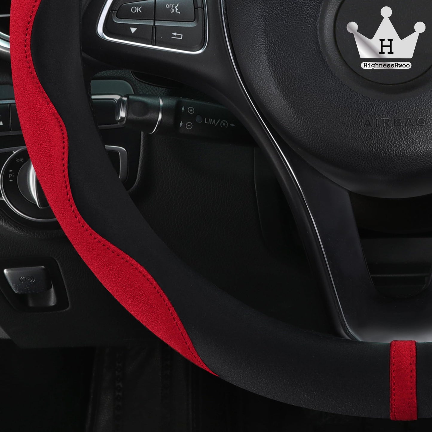 Luxury Suede & Leather Steering Wheel Cover - Ultra-Thin Anti-Slip Grip (Universal Fit 14.5" - 15") Main_05_69922010-ed62-4ab4-99eb-0a3dd97e24b0