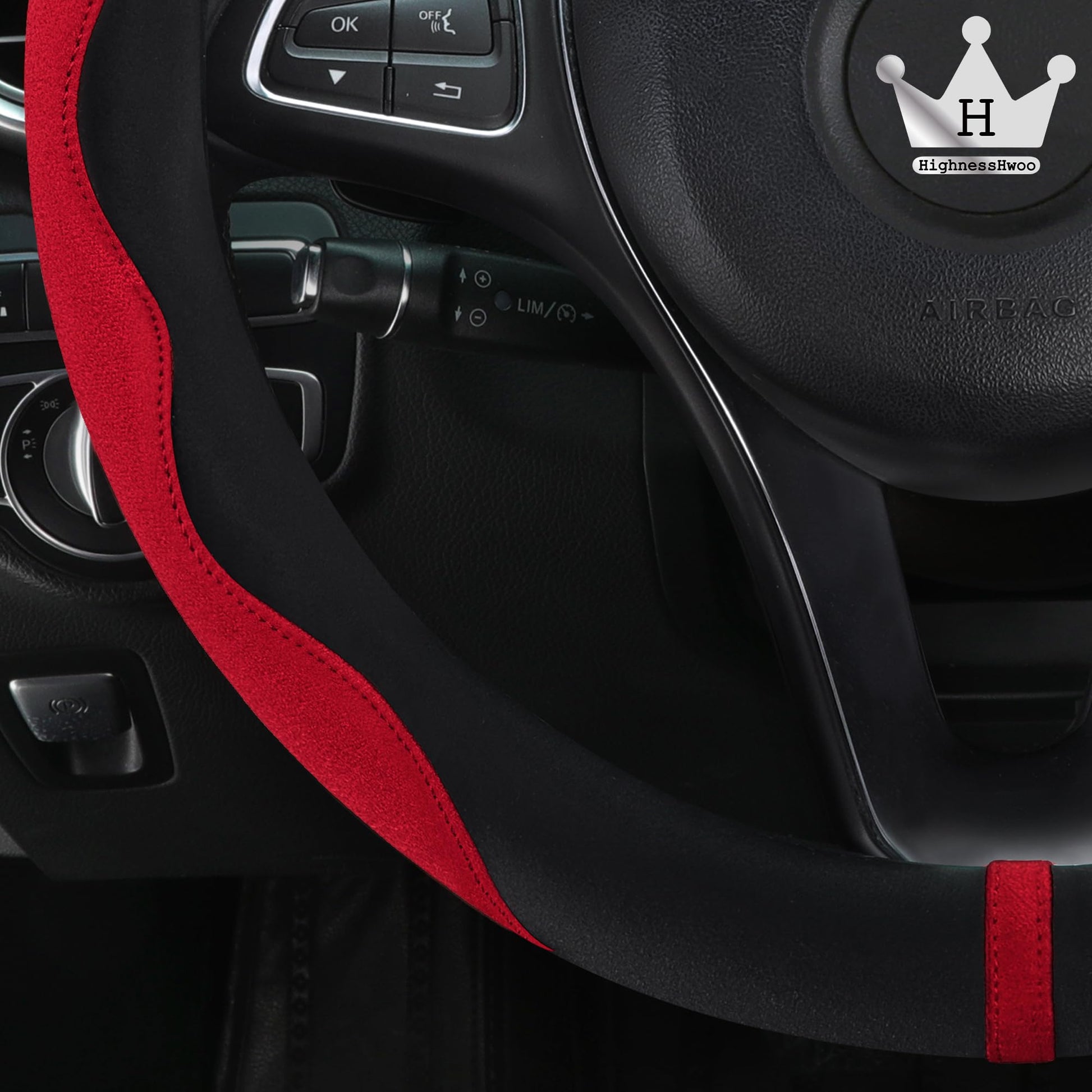 Luxury Suede & Leather Steering Wheel Cover - Ultra-Thin Anti-Slip Grip (Universal Fit 14.5" - 15") Main_05_69922010-ed62-4ab4-99eb-0a3dd97e24b0