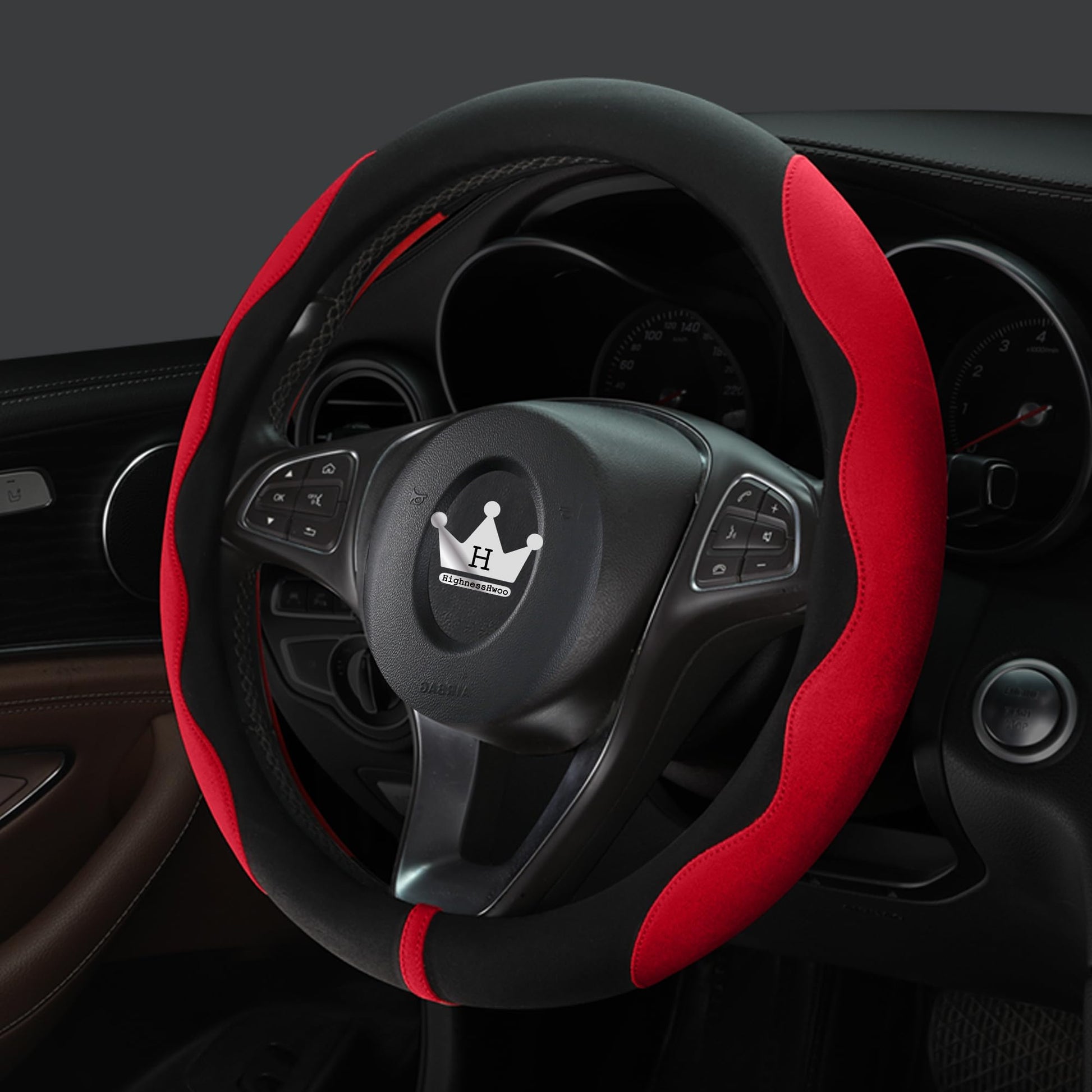 Luxury Suede & Leather Steering Wheel Cover - Ultra-Thin Anti-Slip Grip (Universal Fit 14.5" - 15") Main_06_1e9160ac-5c2a-4406-bb51-d012df97d130