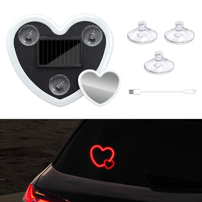 Solar-Powered Wireless Heart-Shaped LED Car Interior Neon Glow – Heart Atmosphere C-Pillar Light & Window Decoration