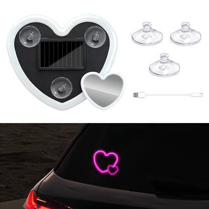 Solar-Powered Wireless Heart-Shaped LED Car Interior Neon Glow – Heart Atmosphere C-Pillar Light & Window Decoration