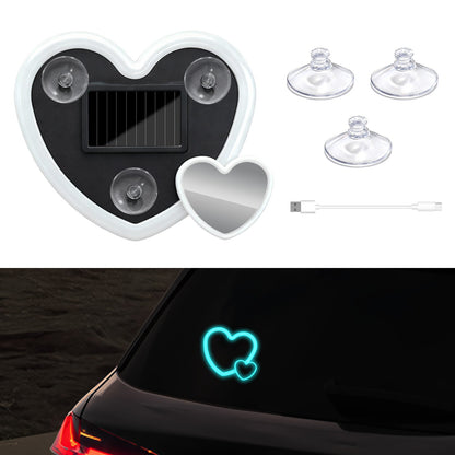 Solar-Powered Wireless Heart-Shaped LED Car Interior Neon Glow – Heart Atmosphere C-Pillar Light & Window Decoration
