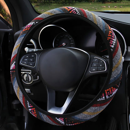 Elastic Microfiber Steering Wheel Cover for Women – Anti-Slip, Breathable, Universal 15” Fit Orange Leather Orrage_leather