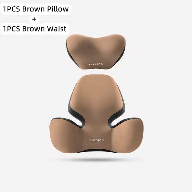 Brown pillow and waist support product on a white background