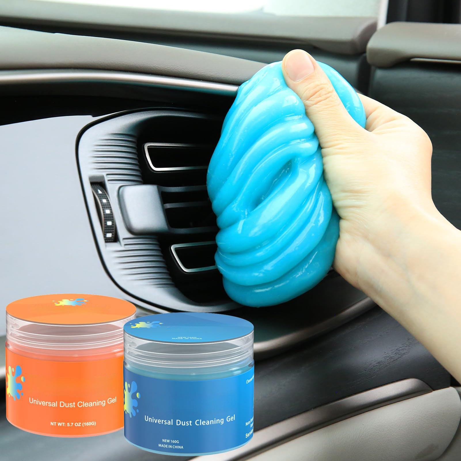 Car Interior Cleaning Gel | Reusable Magic Slime Dust Remover Water. ethanol. aromatic Orange SKU_01