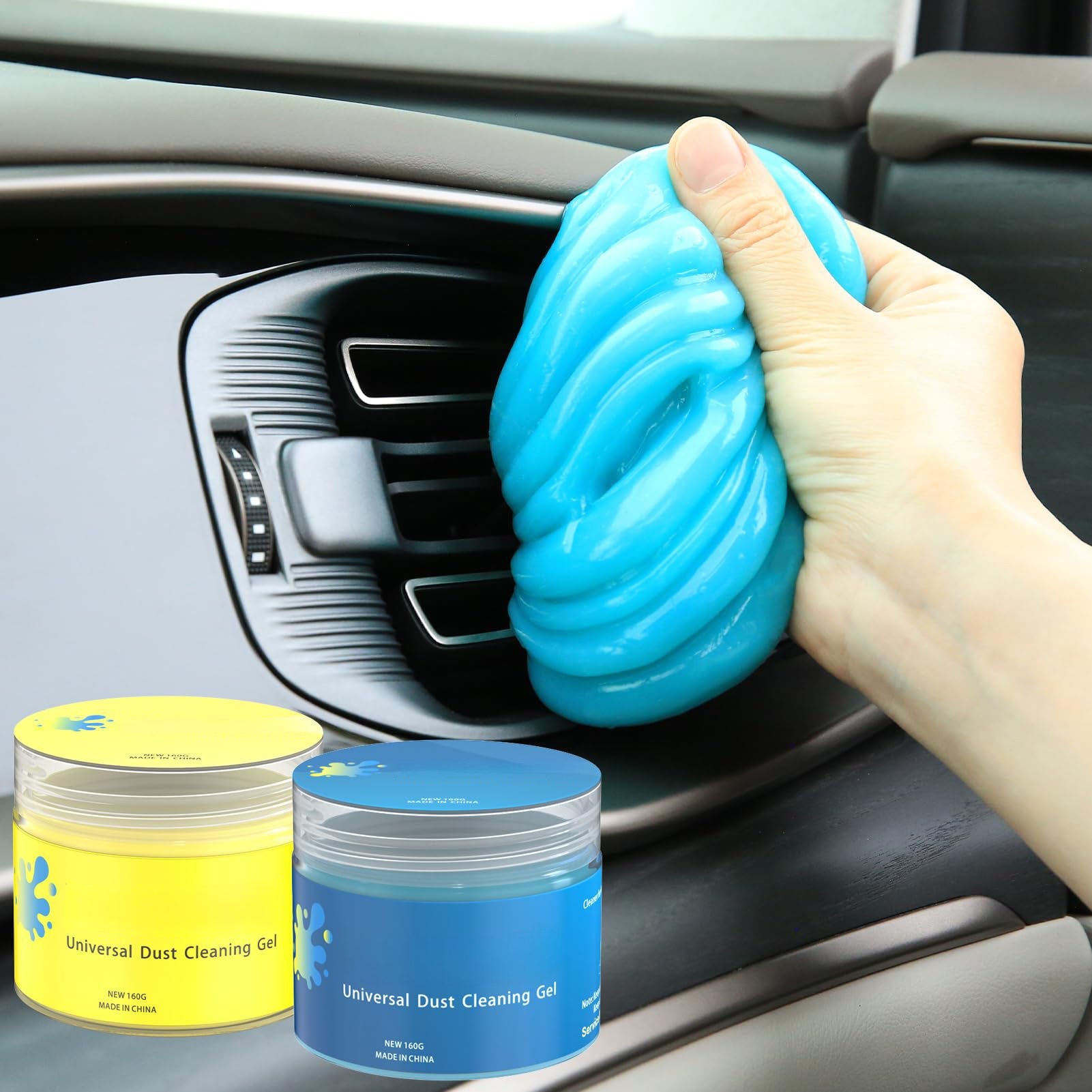 Car Interior Cleaning Gel | Reusable Magic Slime Dust Remover Water. ethanol. aromatic Yellow SKU_03