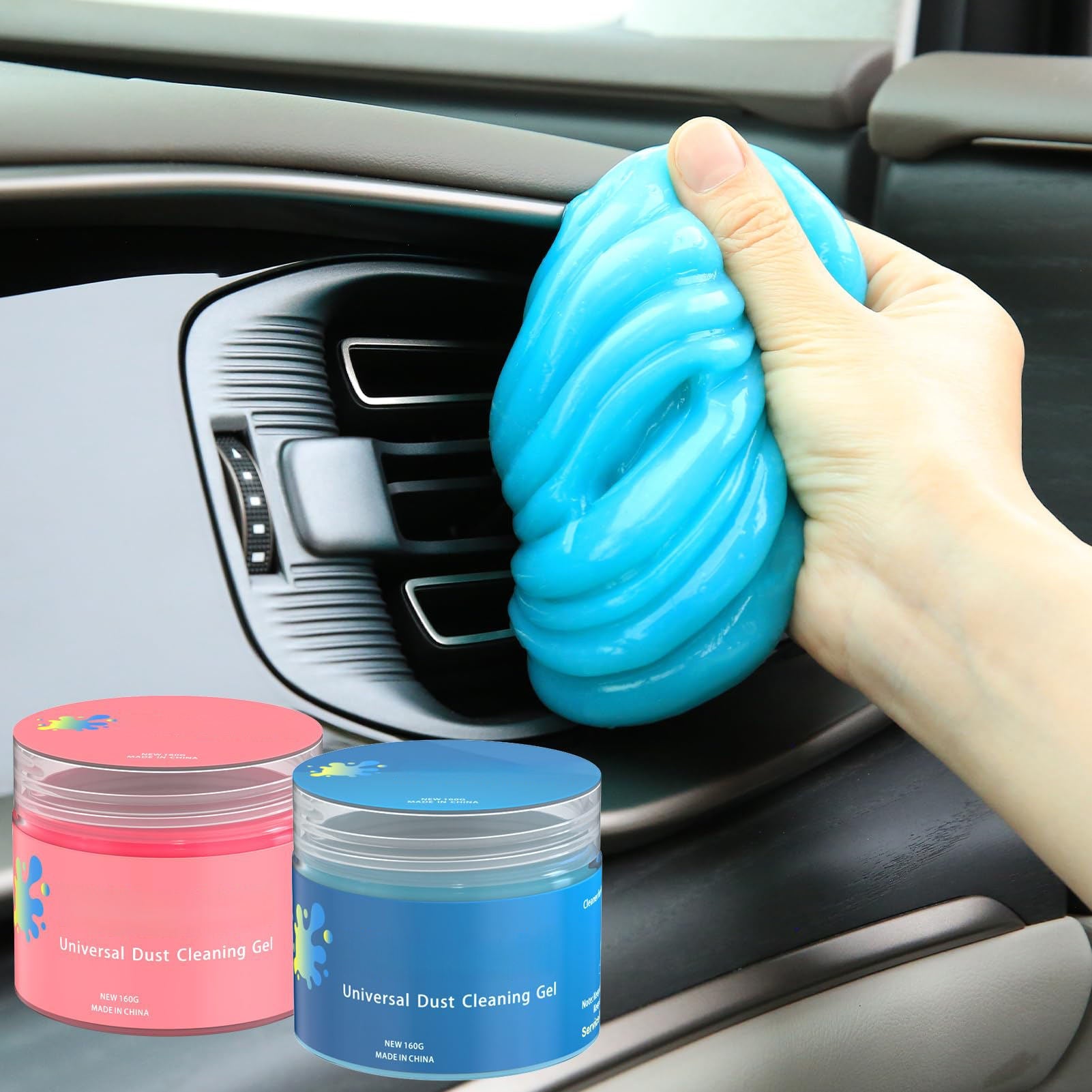 Car Interior Cleaning Gel | Reusable Magic Slime Dust Remover Water. ethanol. aromatic Pink SKU_04