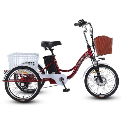 350W 48V Adult 3 Wheel Electric Tricycle, Cargo E-Bike with Basket, 20 Inch, 40km Range Red SKU_variant_images_01