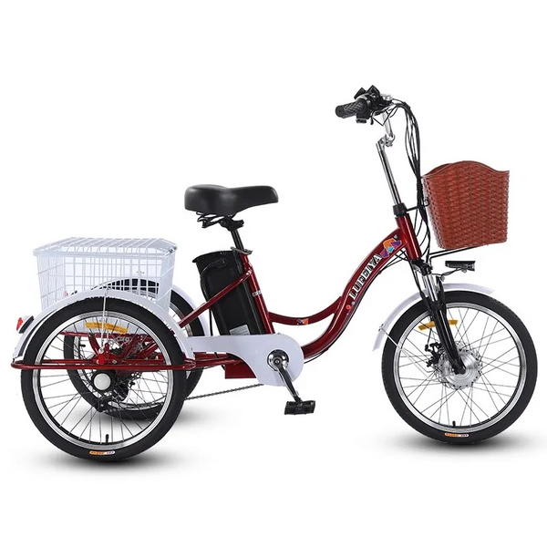 350W 48V Adult 3 Wheel Electric Tricycle, Cargo E-Bike with Basket, 20 Inch, 40km Range Red SKU_variant_images_01
