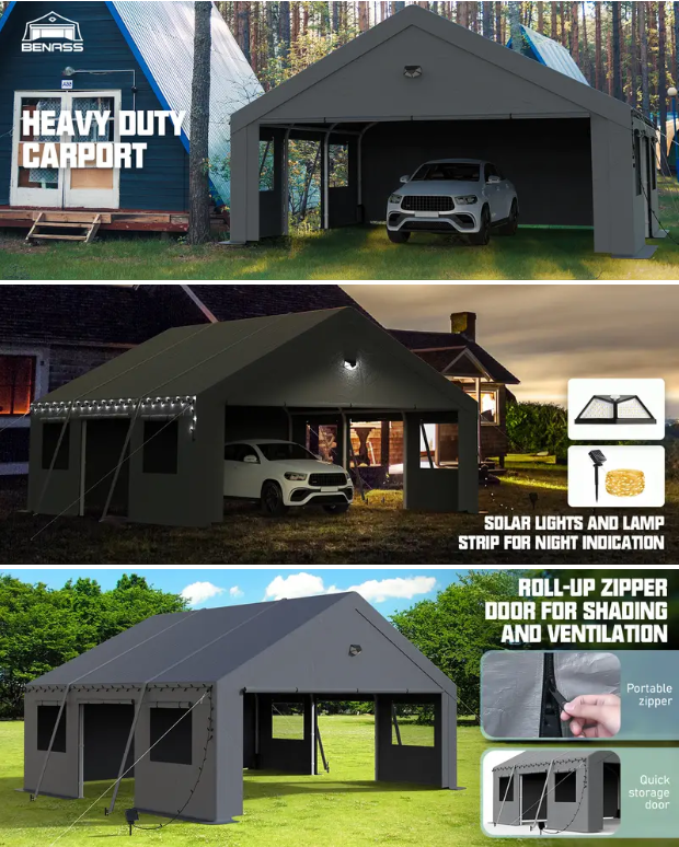 Carports Heavy Duty Carport Canopy with Side Roll Screenshot2024-08-16012908