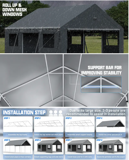 Carports Heavy Duty Carport Canopy with Side Roll Screenshot2024-08-16012924
