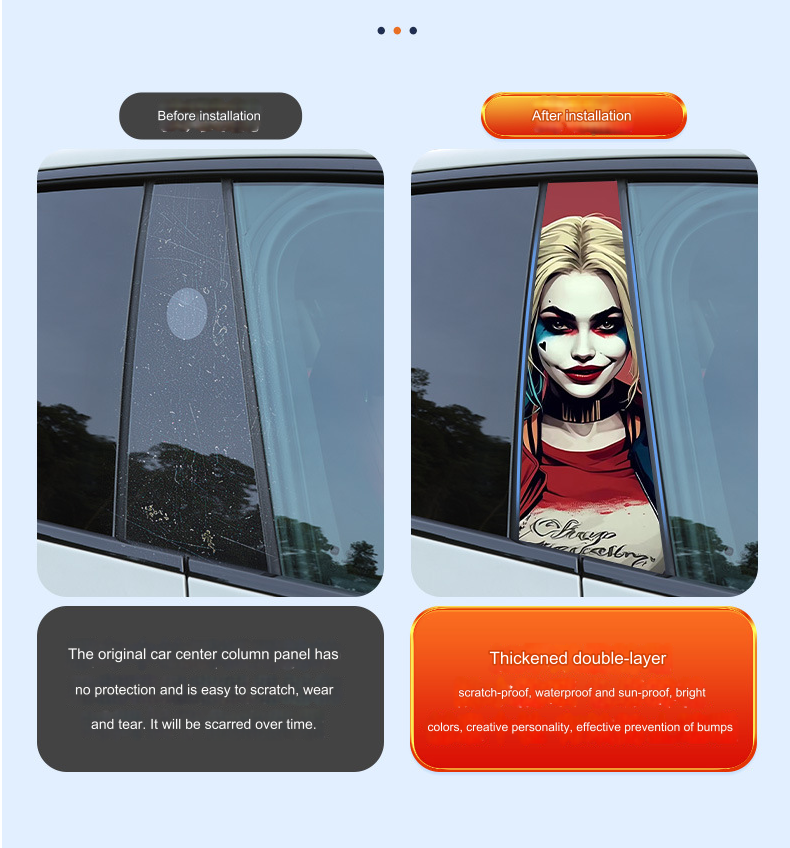 Clown B Pillar Sticker Protective Film 2pcs